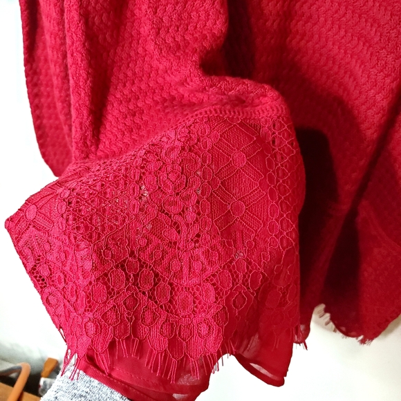 Lucky Brand Red Lace Mix Sweater Size 2X - Picture 3 of 7